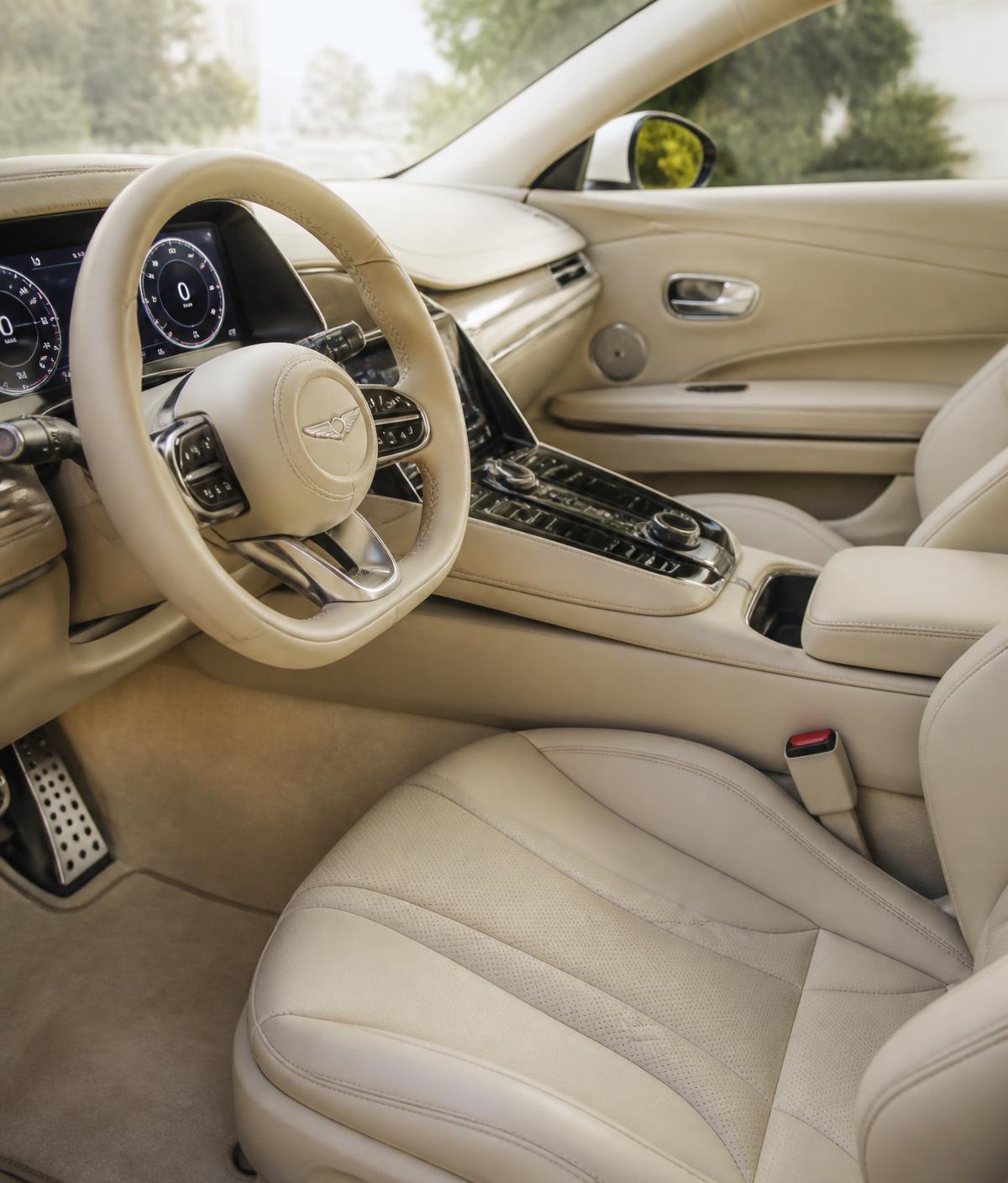 Cream leather luxury car interior